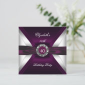 Invitation Bourgogne 40e anniversaire Diamond White Silver Pa (Debout devant)