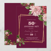 Invitation Bourgogne 50e Anniversaire | Anniversaire | Mariag (Devant / Derrière)