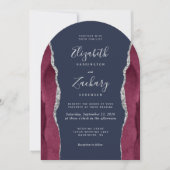 Invitation Bourgogne Agate Argent Bleu Marine Forme d'Arche M (Devant)