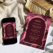 Invitation Bourgogne Agate Marble Arch Mariage musulman