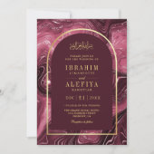 Invitation Bourgogne Agate Marble Arch Mariage musulman (Devant)
