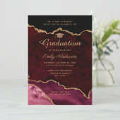 Invitation Bourgogne Agate Photo Graduation (Debout devant)