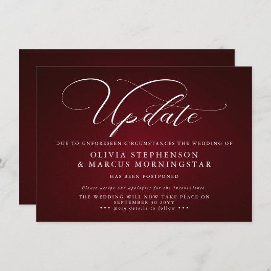 Invitation Bourgogne - Annonce d'événement moderne reporté (Devant / Derrière)