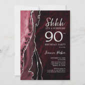 Invitation Bourgogne Argent Agate Surprise 90e anniversaire (Devant)