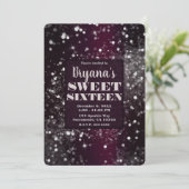 Invitation Bourgogne & Argent Éclairage doux 16 Party (Debout devant)