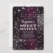 Invitation Bourgogne & Argent Éclairage doux 16 Party (Devant)