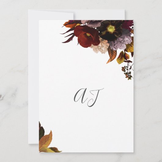 Invitation Bourgogne automne automne automne fleurs rustique  (Dos)