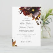 Invitation Bourgogne automne floral rustique élégant script m (Debout devant)