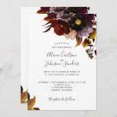 Invitation Bourgogne automne floral rustique élégant script m (Devant / Derrière)