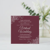Invitation Bourgogne avec Lacy Silver Elegant Mariage virtuel (Debout devant)