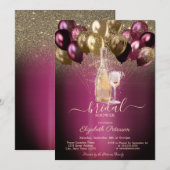 Invitation Bourgogne Balloons Vin Ensemble Fête des mariées (Devant / Derrière)