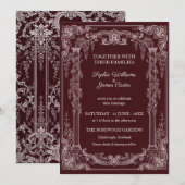 Invitation Bourgogne Baroque Rococo Argent Orné (Devant / Derrière)
