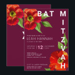 Invitation Bourgogne Bat mitzvah Floral Aquarelle moderne<br><div class="desc">Soyez fier, réjouissez-vous et présentez ce jalon de votre Bat mitzvah préféré avec cette invitation sophistiquée et personnalisée ! Une aquarelle chic, étonnante, florale avec un style san serif moderne recouvre un arrière - plan bordeaux. Personnalisez le texte personnalisé avec le nom, la date et les informations de votre Bat...</div>