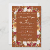 Invitation Bourgogne Beige Terracotta Fall Floral Mariage (Devant)