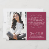 Invitation Bourgogne Bible chrétienne Verse Graduation Photo (Devant)