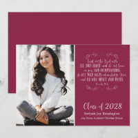 Bourgogne Bible chrétienne Verse Graduation Photo