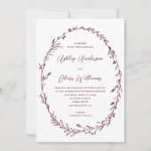 Invitation Bourgogne + blanc Fleur sauvage Mariage de couronn (Devant)