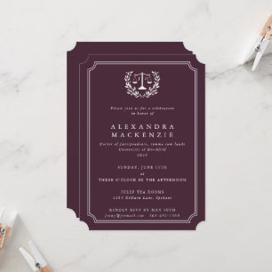 Invitation Bourgogne/Blanc JD Law Scales + Laurier de remise 