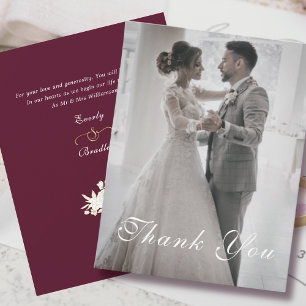 Invitation Bourgogne Blanc Or Floral Mariage Merci