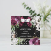 Invitation Bourgogne blanc rose floral diamant arc chic (Debout devant)