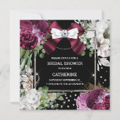 Invitation Bourgogne blanc rose floral diamant arc chic (Devant)