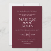Invitation Bourgogne & blanc Simple Mariage moderne (Devant)