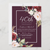 Invitation Bourgogne & Blush 40e anniversaire de Mariage (Devant)