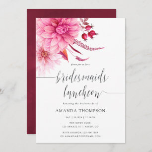 Invitation Bourgogne & Blush Automne Automne Bridesmaitres Dé