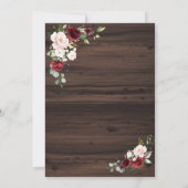 Invitation Bourgogne Blush Fleurs Bois Bridal Tea Party (Dos)