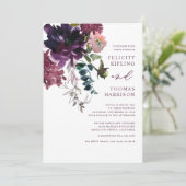 Invitation Bourgogne & Blush Floral Botanery Mariage (Debout devant)