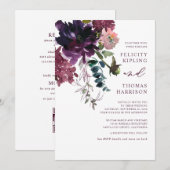 Invitation Bourgogne & Blush Floral Botanery Mariage (Devant / Derrière)