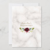 Invitation Bourgogne Blush Flowers Gold Marble 40e anniversai (Dos)