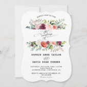 Invitation Bourgogne Blush Ivory Flowers Mariage de cadre (Devant)