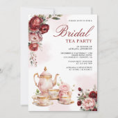 Invitation Bourgogne Blush Rose Floral Tea Party Fête des mar (Devant)