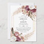 Invitation Bourgogne, Blush & Rose Gold Elegant Boho Invitati (Devant)