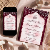 Invitation Bourgogne Blush rose Parties scintillant Arch Mari