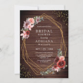 Invitation Bourgogne Blush Roses Rose Grange Fête des mariées (Devant)