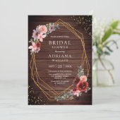 Invitation Bourgogne Blush Roses Rose Grange Fête des mariées (Debout devant)