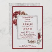 Invitation Bourgogne, Blush, White Roses (Devant / Derrière)