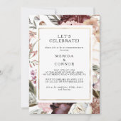 Invitation Bourgogne Boho Floral Fêtons l'invitation (Devant)