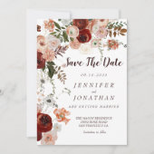 Invitation Bourgogne Boho Gold Floral Enregistrer les dates (Devant)