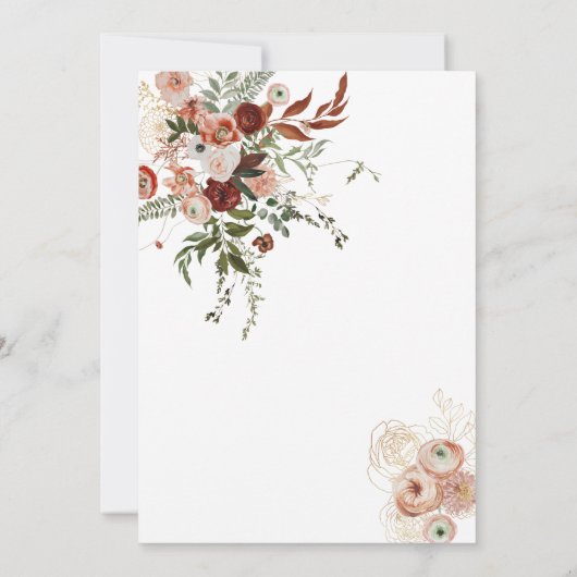 Invitation Bourgogne Boho Gold Floral Enregistrer les dates (Dos)