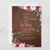 Invitation Bourgogne Brown Floral Winter Mariage de automne I (Devant)