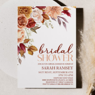 Invitation Bourgogne Brown Orange Floral Fête des mariées