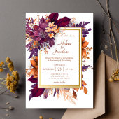 Invitation Bourgogne Brûlé Orange Terracotta Élégant Mariage