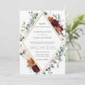Invitation Bourgogne Burange Orange Blush Ivory Floral Mariag (Debout devant)