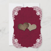 Invitation Bourgogne Burlap Floral dentelle Mariage de tourne (Dos)
