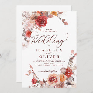 Invitation Bourgogne Burnt Orange BohoTerracotta Mariage Invi