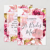 Invitation Bourgogne Chic Floral Serez-Vous Ma Jr Bridesmaid (Devant / Derrière)
