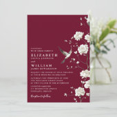 Invitation Bourgogne Chinoiserie Floral Garden QR Code Mariag (Debout devant)